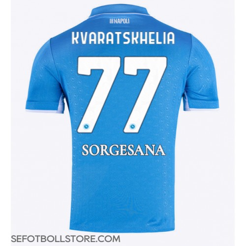 SSC Napoli Khvicha Kvaratskhelia #77 Replika Hemmatröja 2024-25 Kortärmad